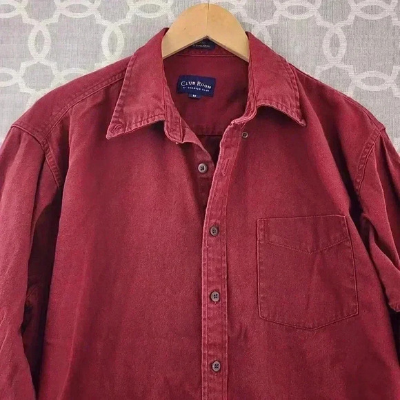 Club Room By Charter Club Cotton Button Down Men's M Red Burgundy - Picture 3 of 8